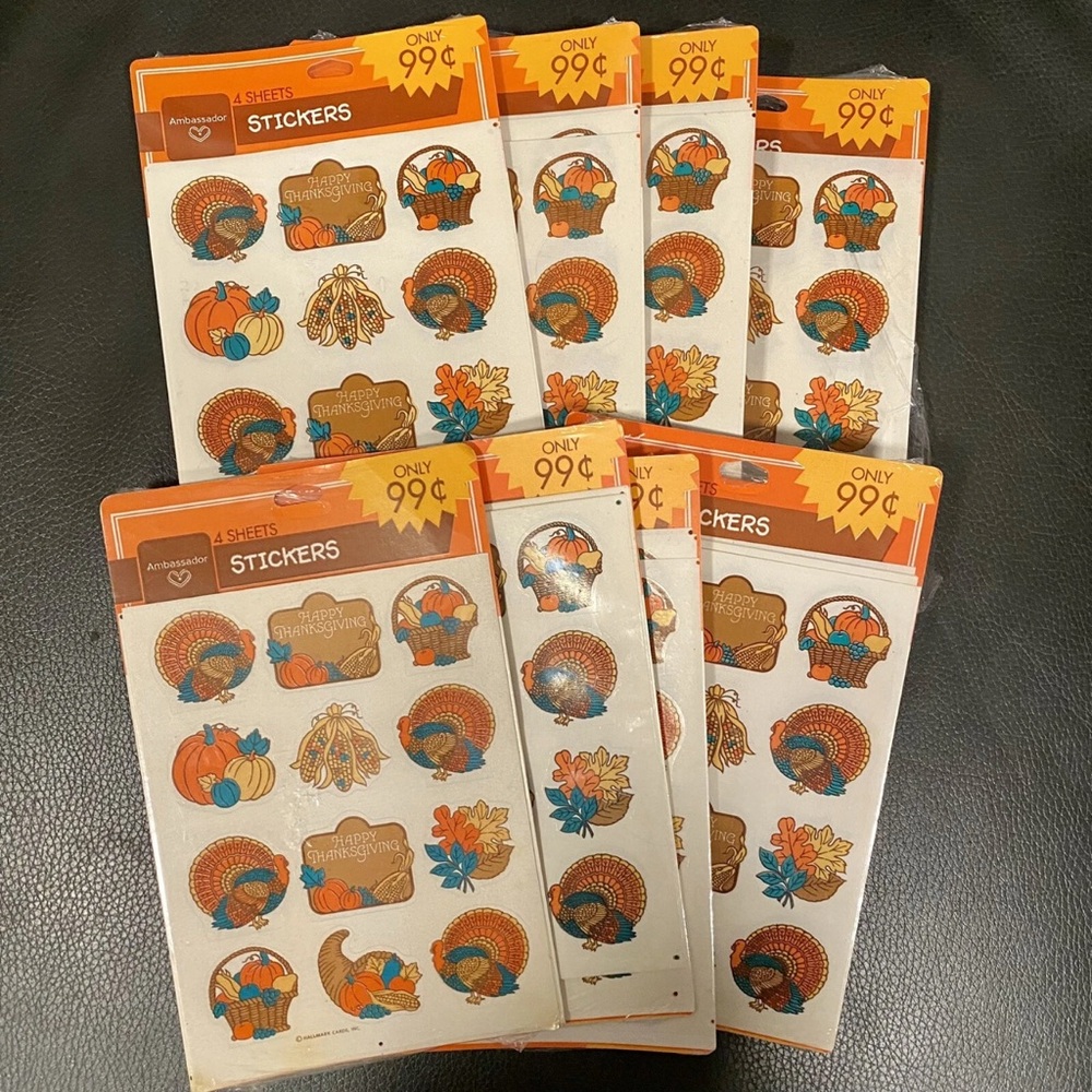 Vintage Hallmark Thanksgiving Stickers 5 New Packages Vintage
